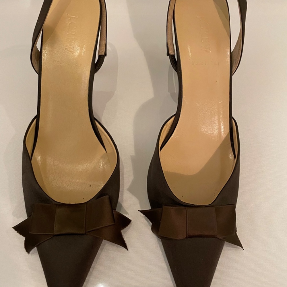 J. Crew Brown Satin Bow kitten heels - Picture 4 of 6